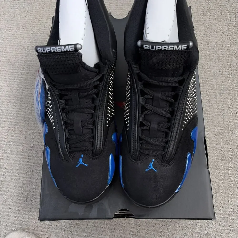 ULTRA RARE NEW Size 9.5 - Supreme x Air Jordan 14 Retro Black Varsity Royal